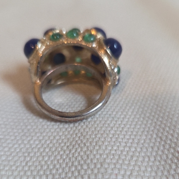 Kenneth Jay Lane Blue and Green Statement Ring - Picture 3 of 6